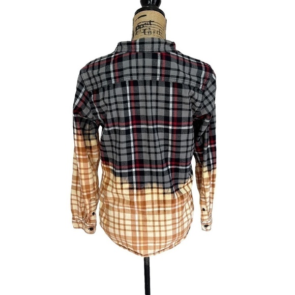 Upcycled Bleach Dip Dye Boho Flannel Top - Picture 2 of 8